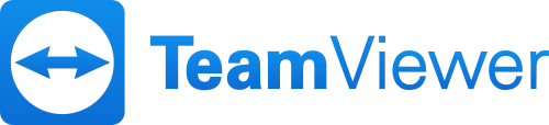 TeamViewer-Logo: blaues Schriftzug-Emblem mit Pfeilkreis zur Kennzeichnung einer Fernwartungs-Software.